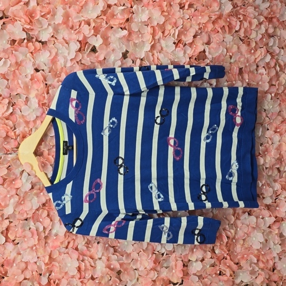 TALBOTS| Sequin Sunglasses Novelty Striped top| SIZE SP